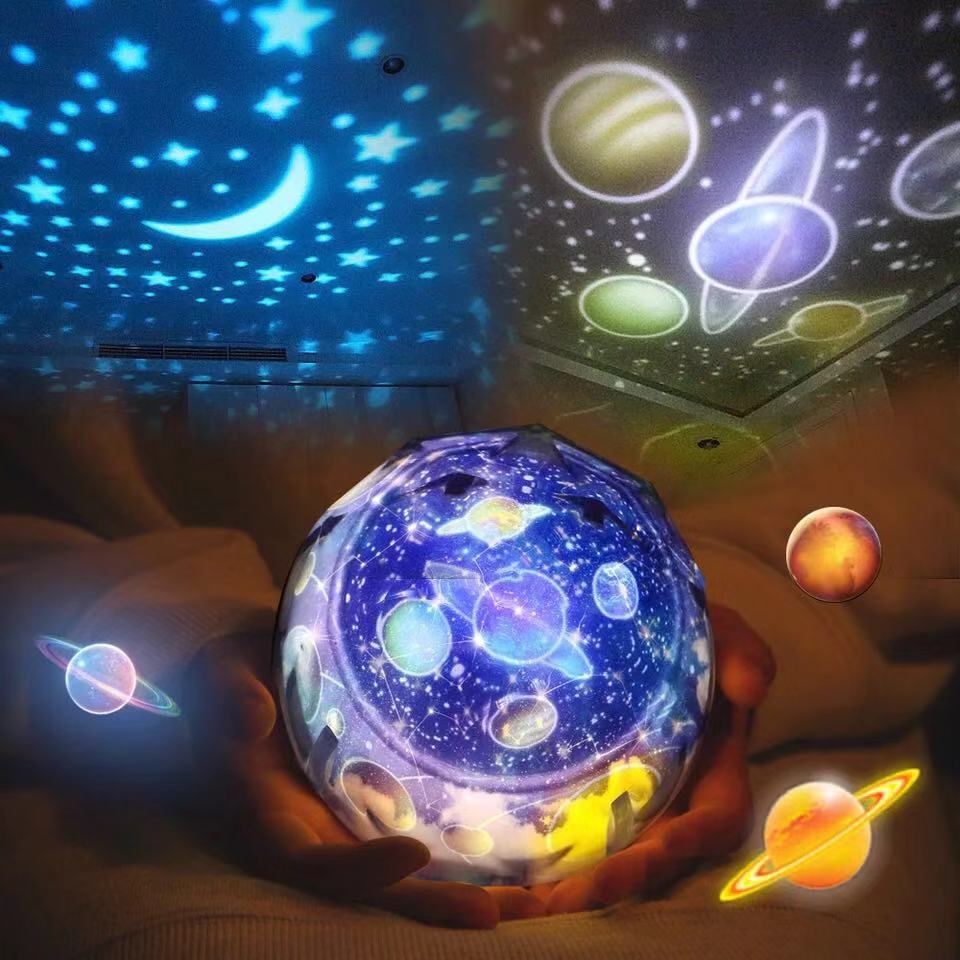Night light with sky, planets solar system
