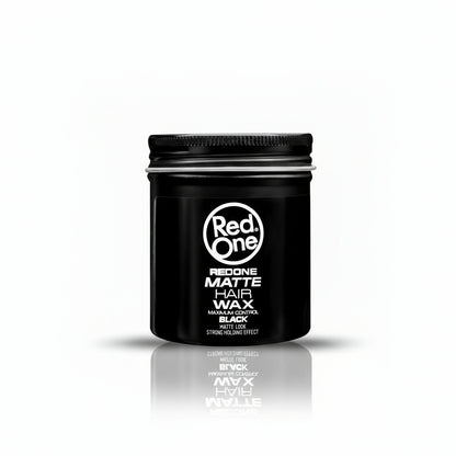 Black hair wax container with 'RedOne' branding on a white background